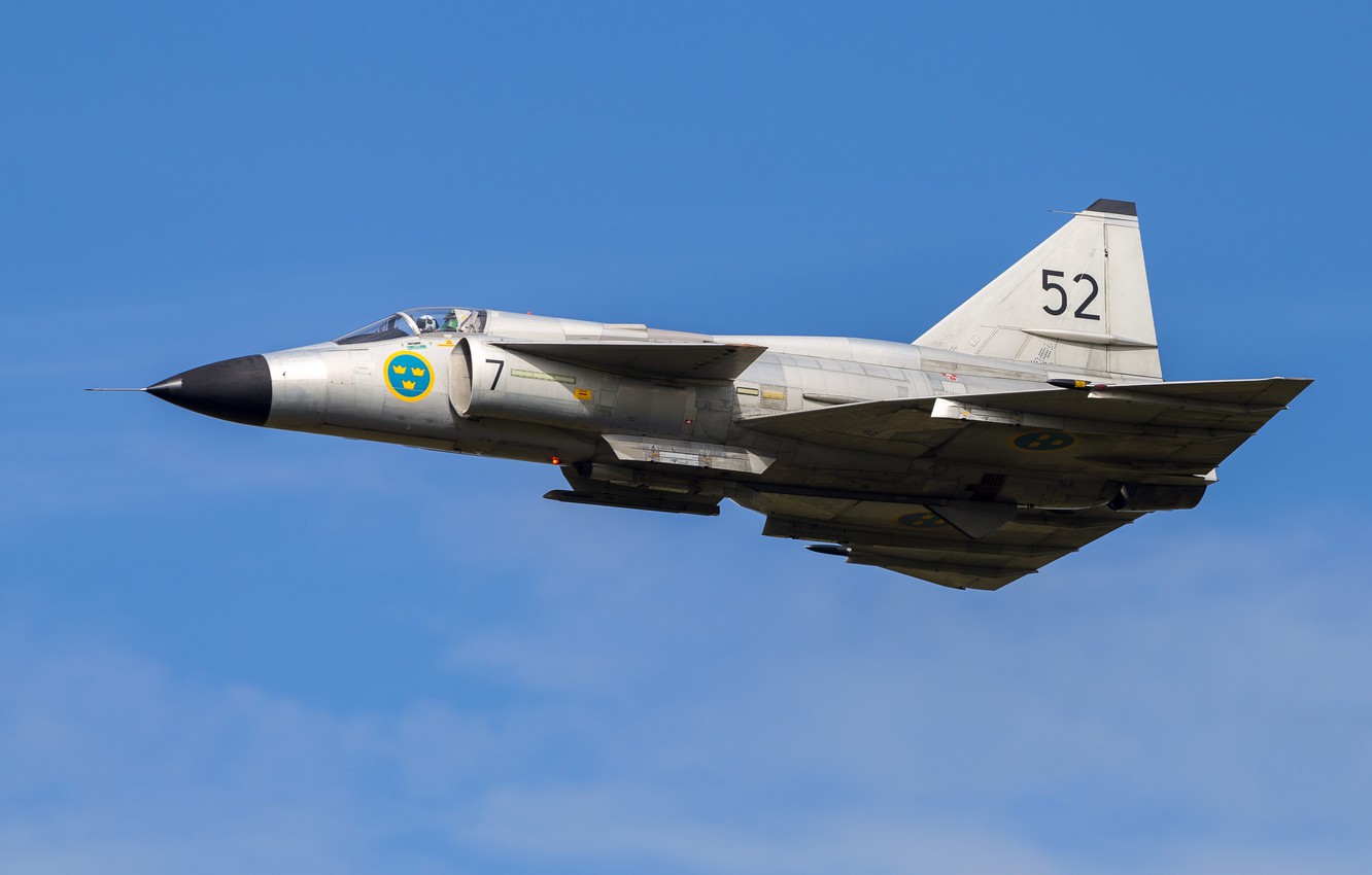 Wallpaper Fighter, You CAN, Swedish air force, Can 37 Viggen image for desktop, section авиация