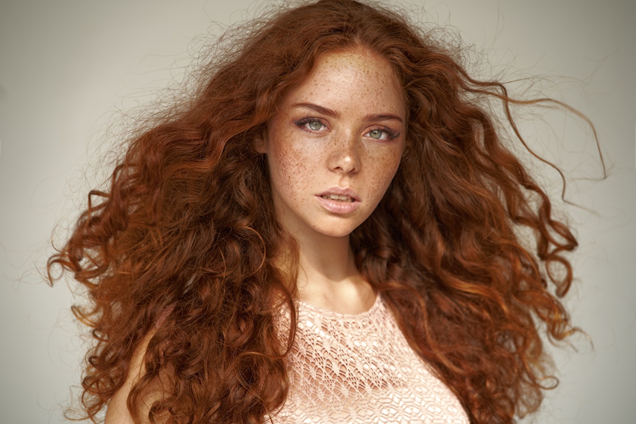 Wallpaper Redhead girl Erica, Alexander Vinogradov Cute curls Hair