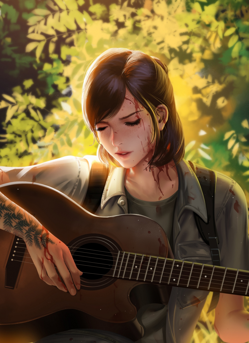 Download 840x1160 wallpaper ellie, guitar play, the last of us, video game art, iphone 4, iphone 4s, ipod touch, 840x1160 HD image, background, 25443