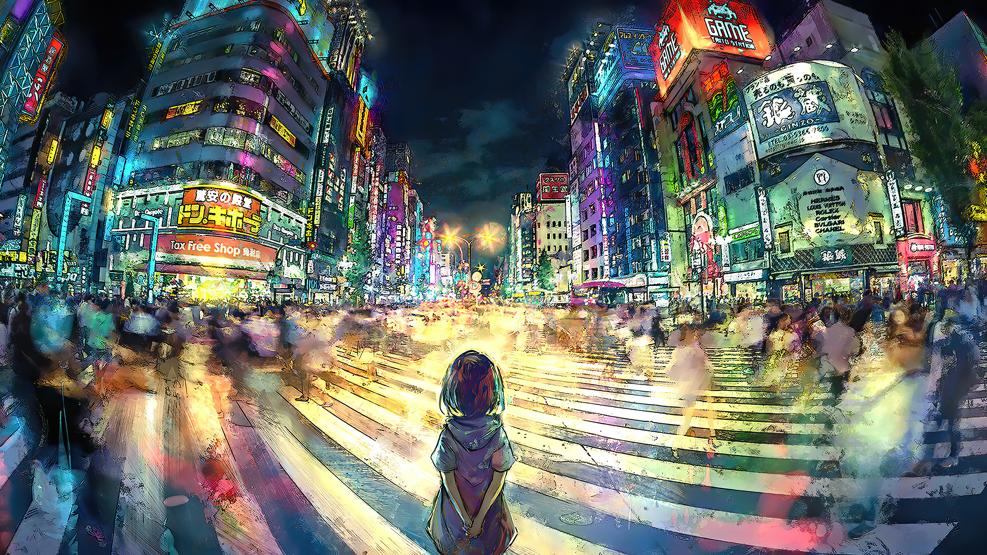 Anime, Tokyo, Shibuya, Crosswalk, 4K wallpaper HD Wallpaper