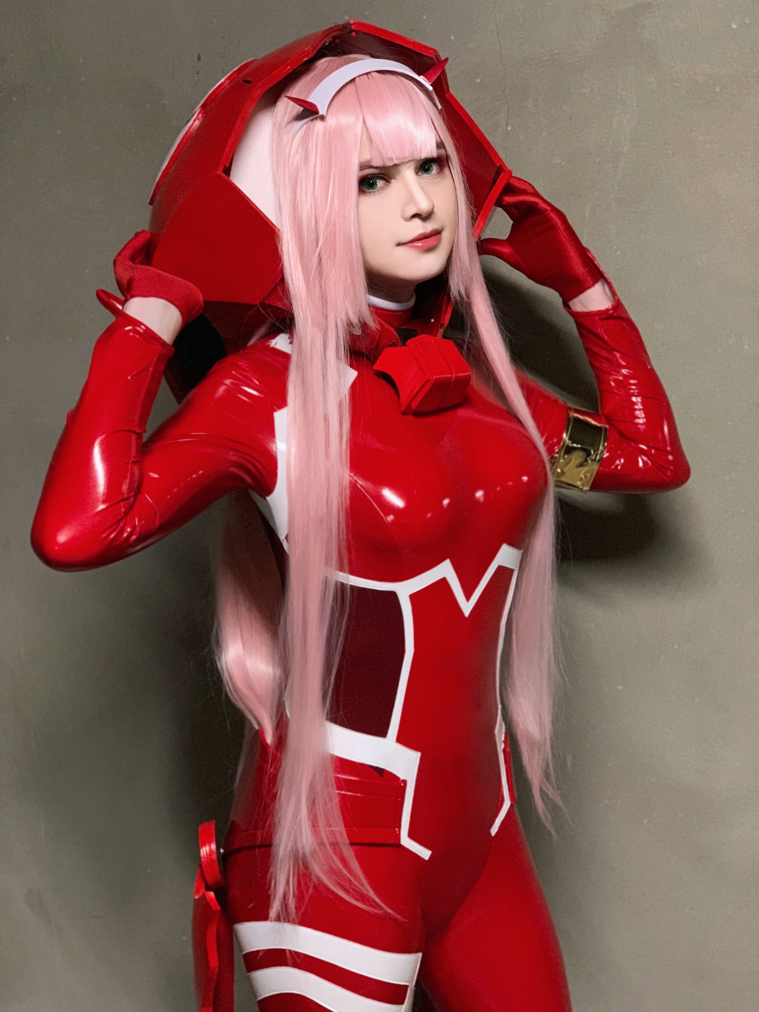 Wallpaper, cosplay, male, pink hair, Zero Two Darling in the FranXX, latex, suits 1536x2048