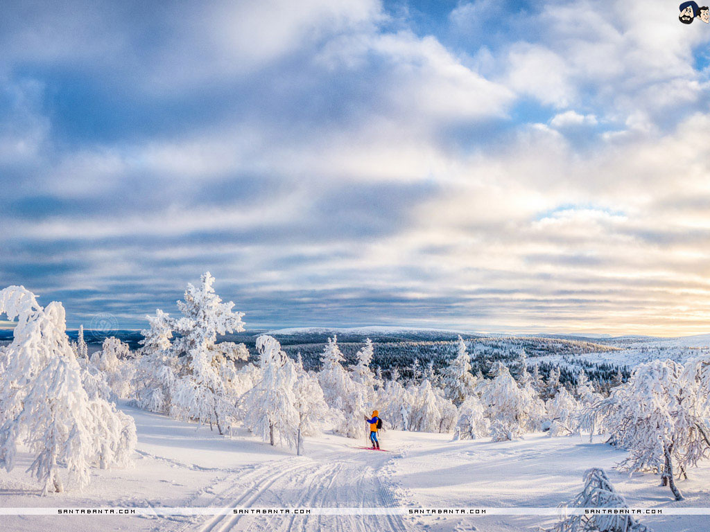 A beautiful winter wonderland scenery in Scandinavia in Northern Europe