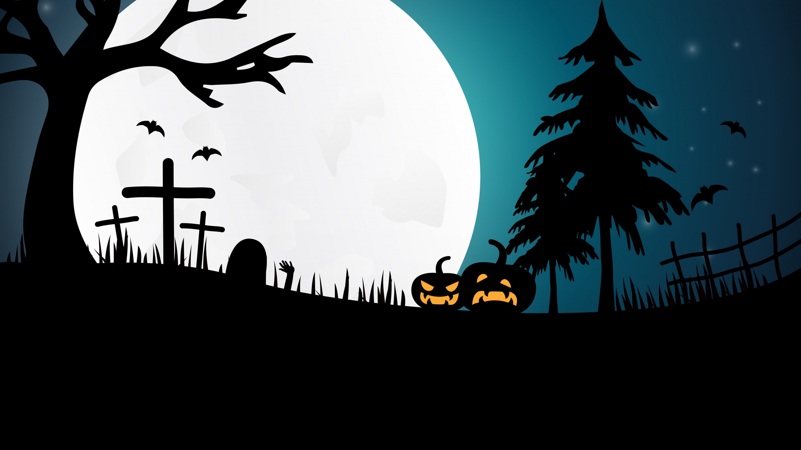 Halloween pumpkins Wallpaper 4K, Moon, Night, Silhouette, 5K, Celebrations/ Halloween