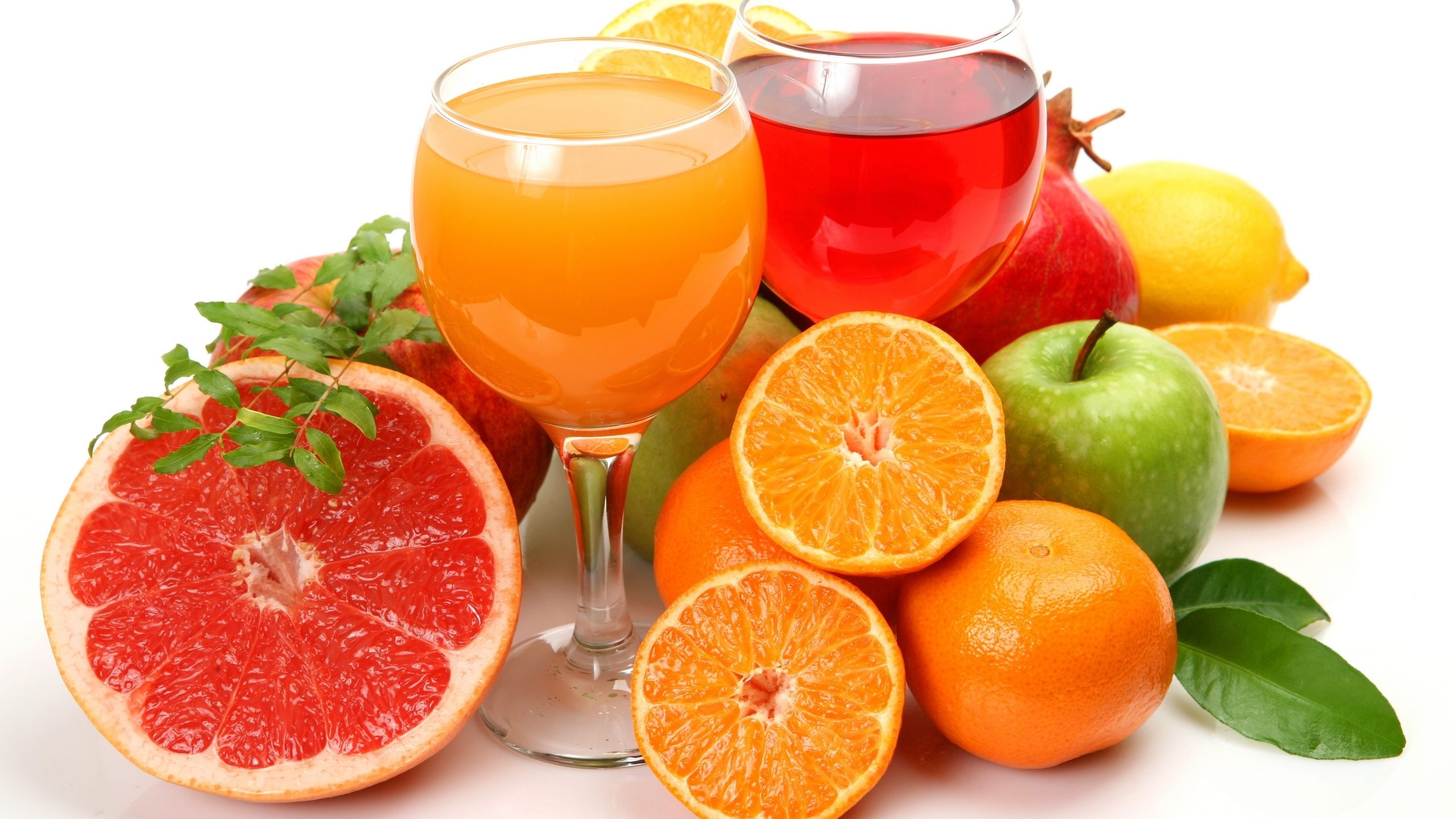 Fruits With Juice Glasses
