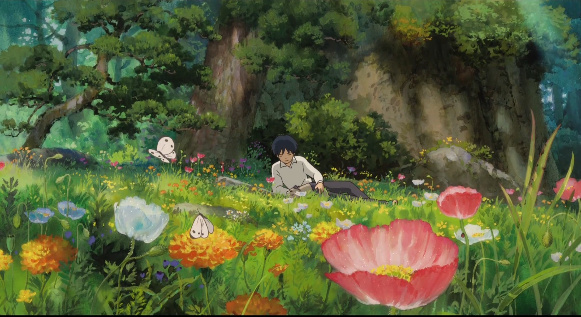 flowers, Garden, Artwork, Anime, Boys, Karigurashi, No, Arrietty, The, Secret, World, Of, Arrietty, Butterflies Wallpaper HD / Desktop and Mobile Background