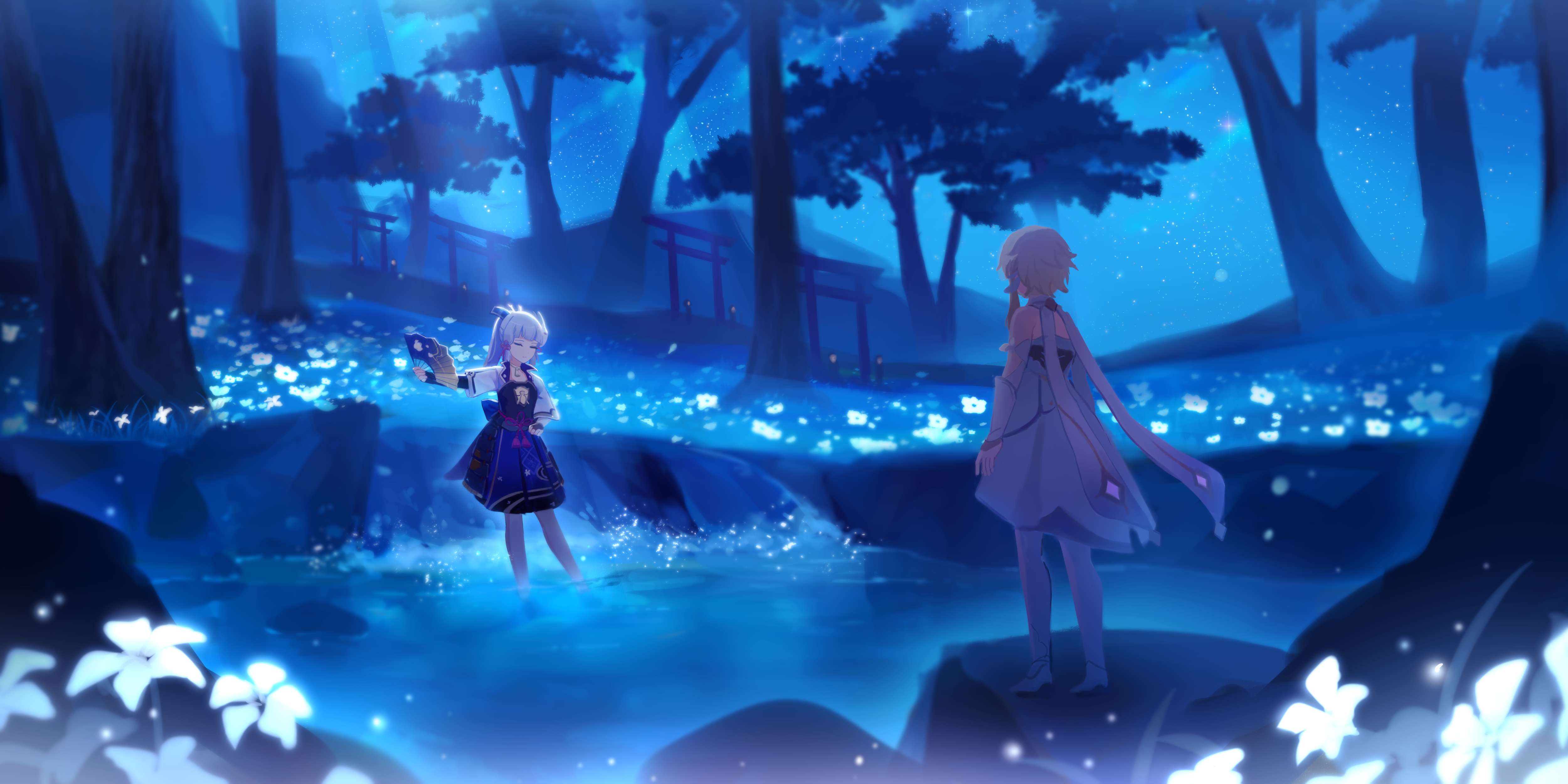 Lumine, Kamisato Ayaka (Genshin Impact) 4k Ultra HD Wallpaper