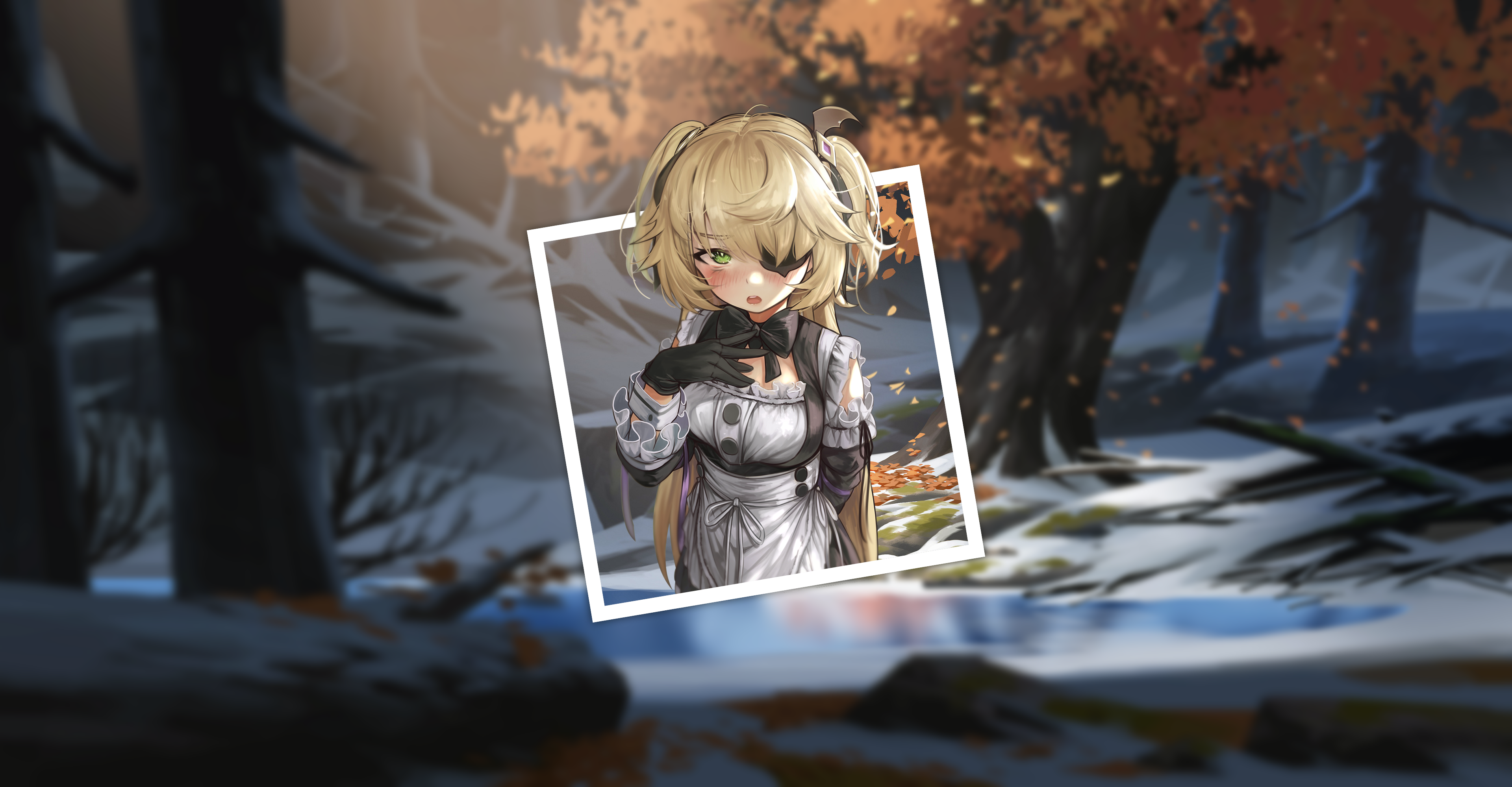 Genshin Impact Fischl Genshin Impact Forest Winter Picture In Picture Wallpaper:3840x2000