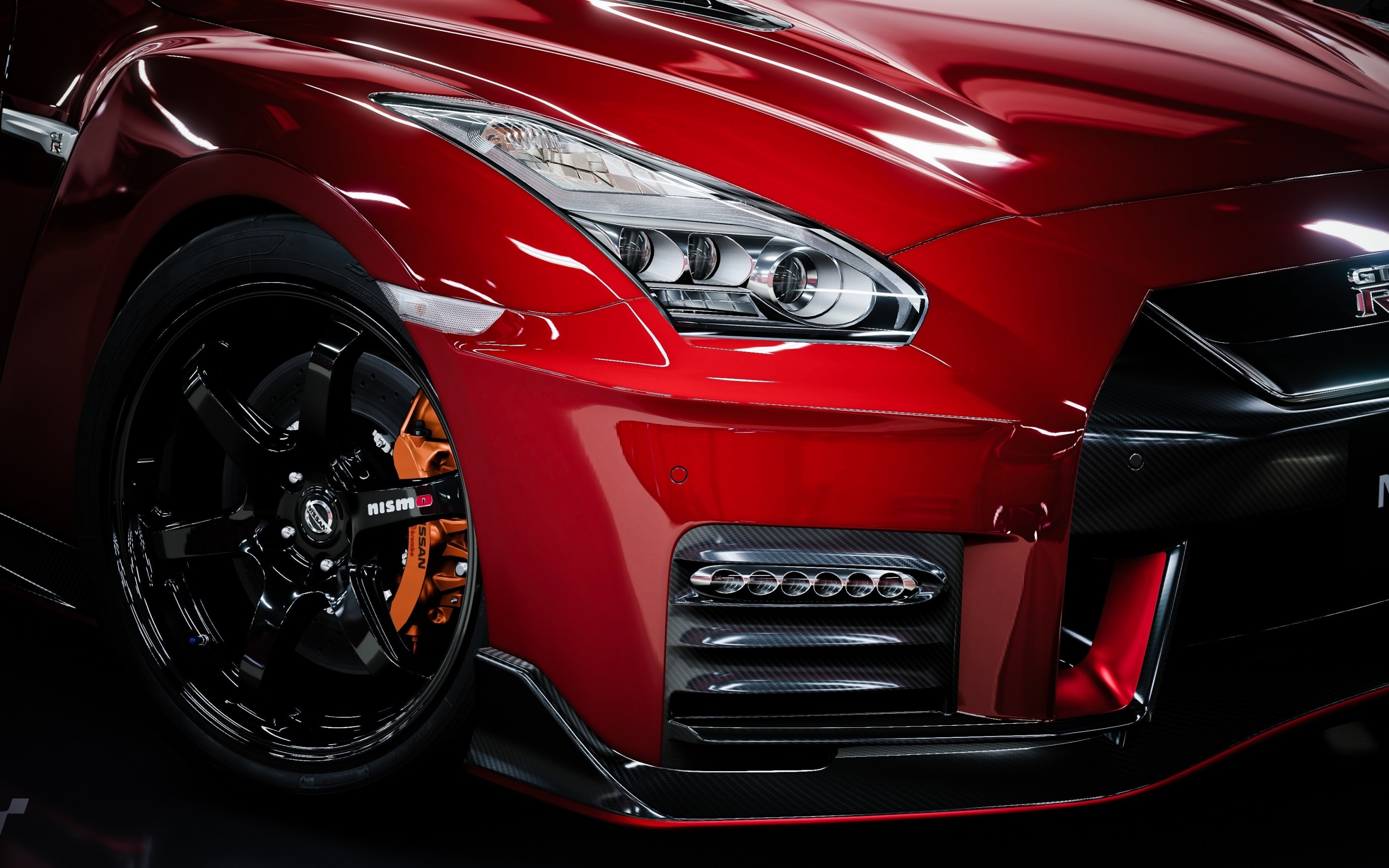 Download 2880x1800 Nissan Gtr, Front View, Headlights, Red, Sport Cars Wallpaper for MacBook Pro 15 inch