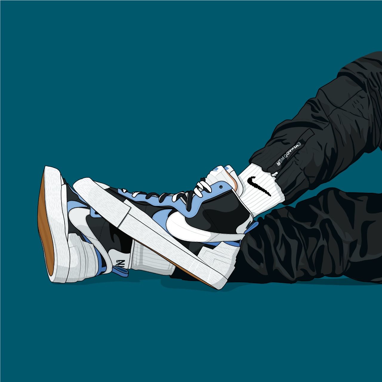 Sacai x Nike Blazer. Sneakers illustration, Cool nike wallpaper, Sneakers drawing