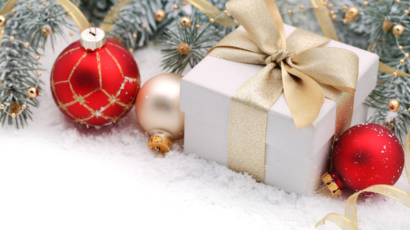 Wallpaper Gold, Gift Wrapping, Red, Ribbon, Christmas Gift, Background Free Image