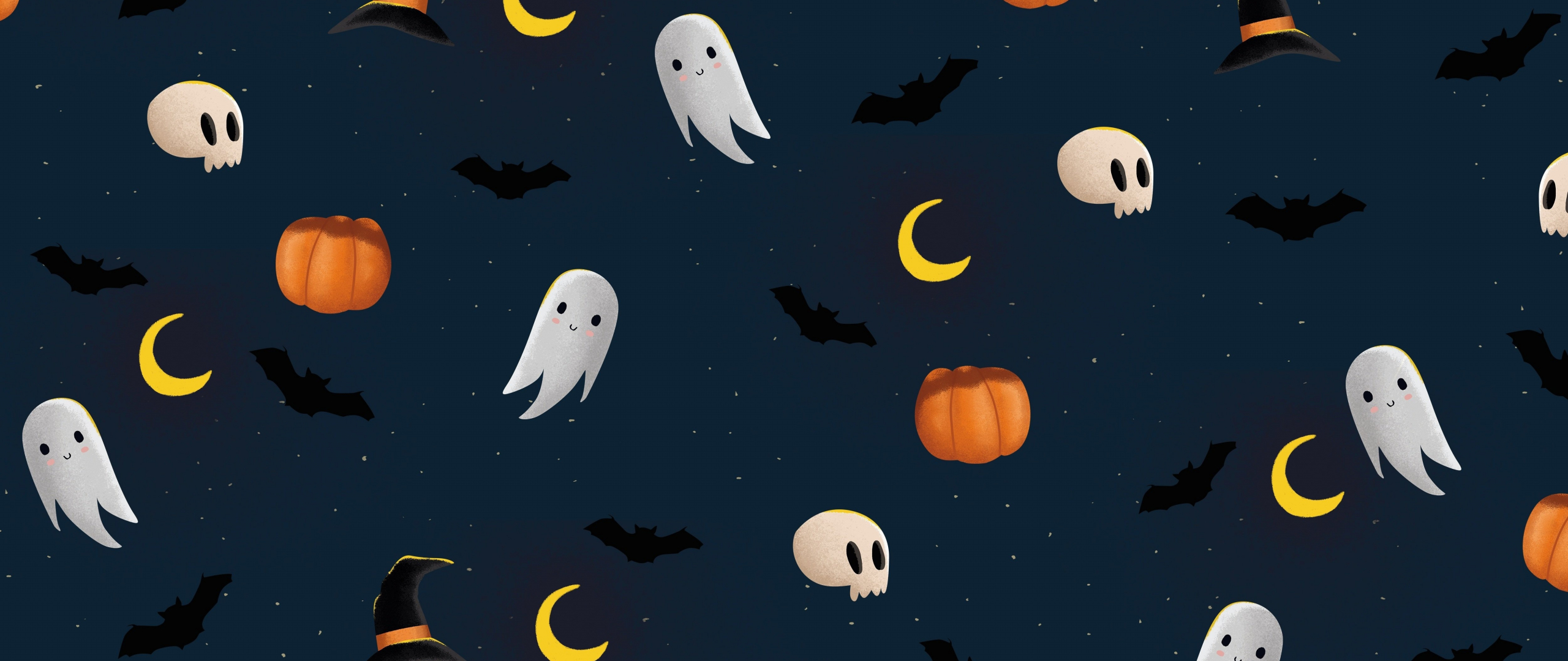 Download 2560x1080 wallpaper ghosts and pumpkins, halloween, art, dual wide, widescreen, 2560x1080 HD image, background, 27118