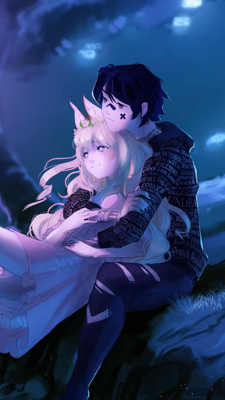 Embraced And Endeared Anime Couple 4k iPhone 6, iPhone 6S, iPhone 7 HD 4k Wallpaper, Image, Background, Photo and Picture