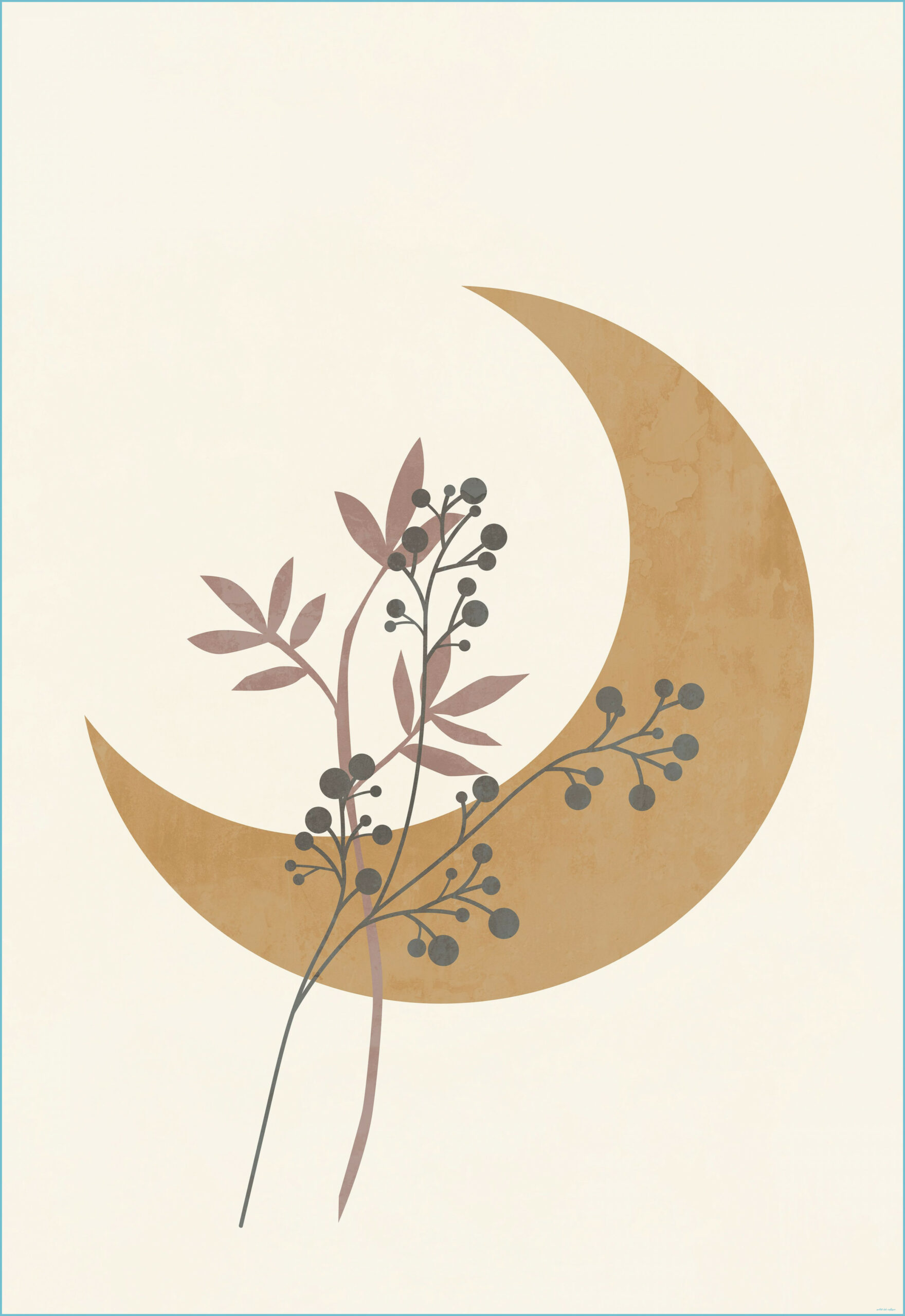 Boho Abstract Moon Poster, Moon Phase, Boho Art Print, Abstract Boho Wallpaper