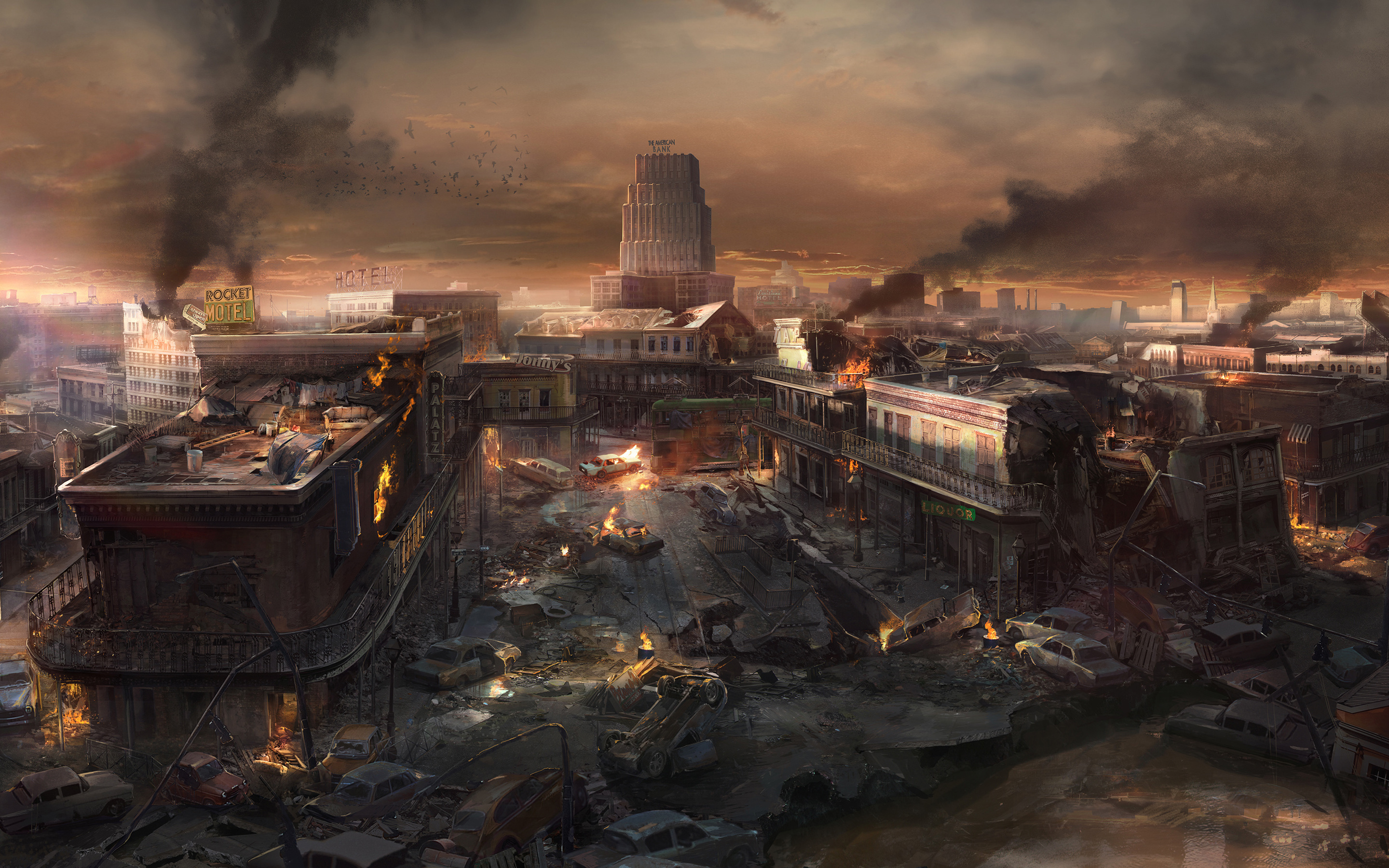 Download wallpaper Wolfenstein II, poster, promo, apocalypse, ruined city, destroyed city for desktop with resolution 2880x1800. High Quality HD picture wallpaper
