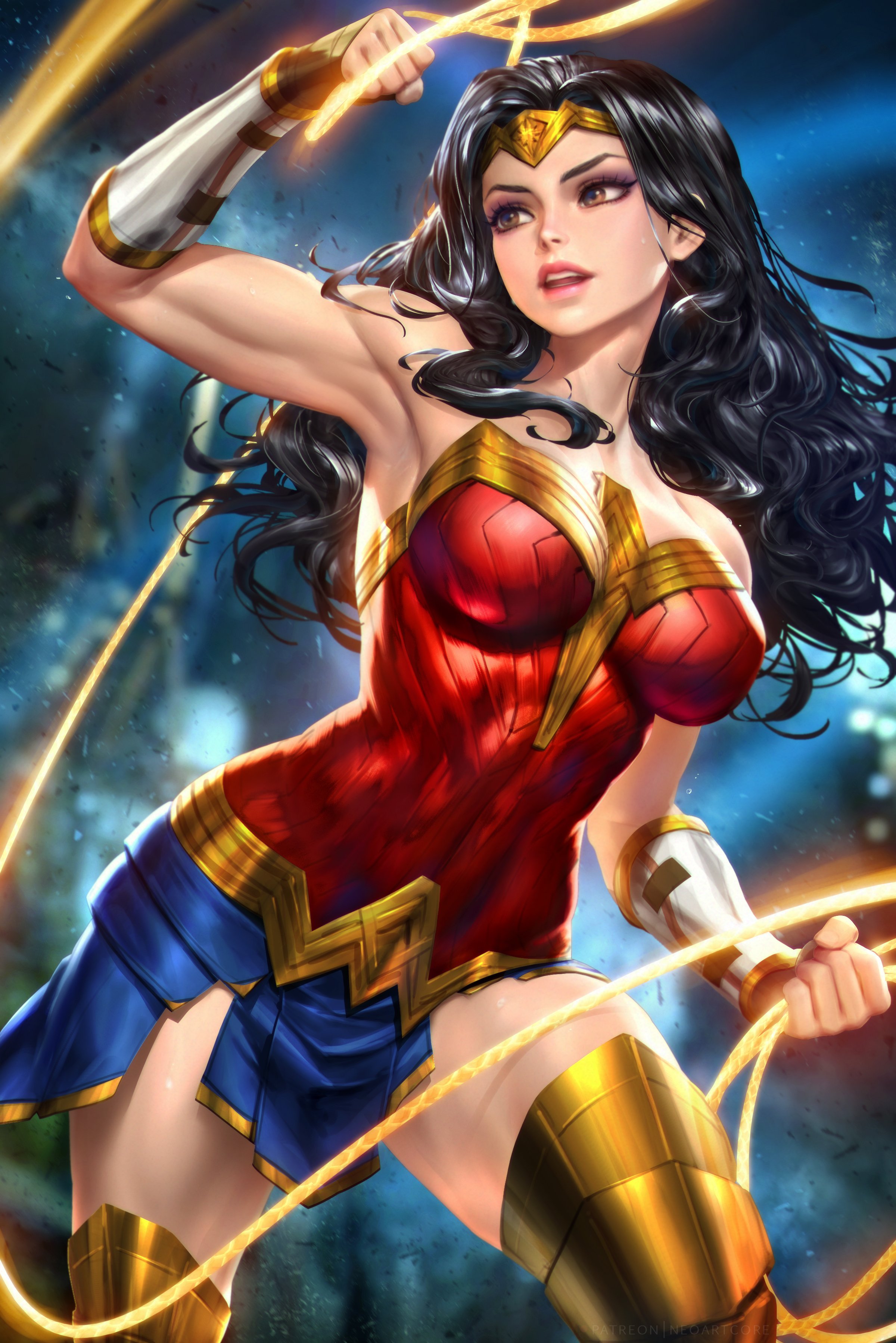 Wonder Woman DC Comics Superheroines Women Fantasy Girl Black Hair Vertical Portrait Display Tiaras Wallpaper:2400x3597