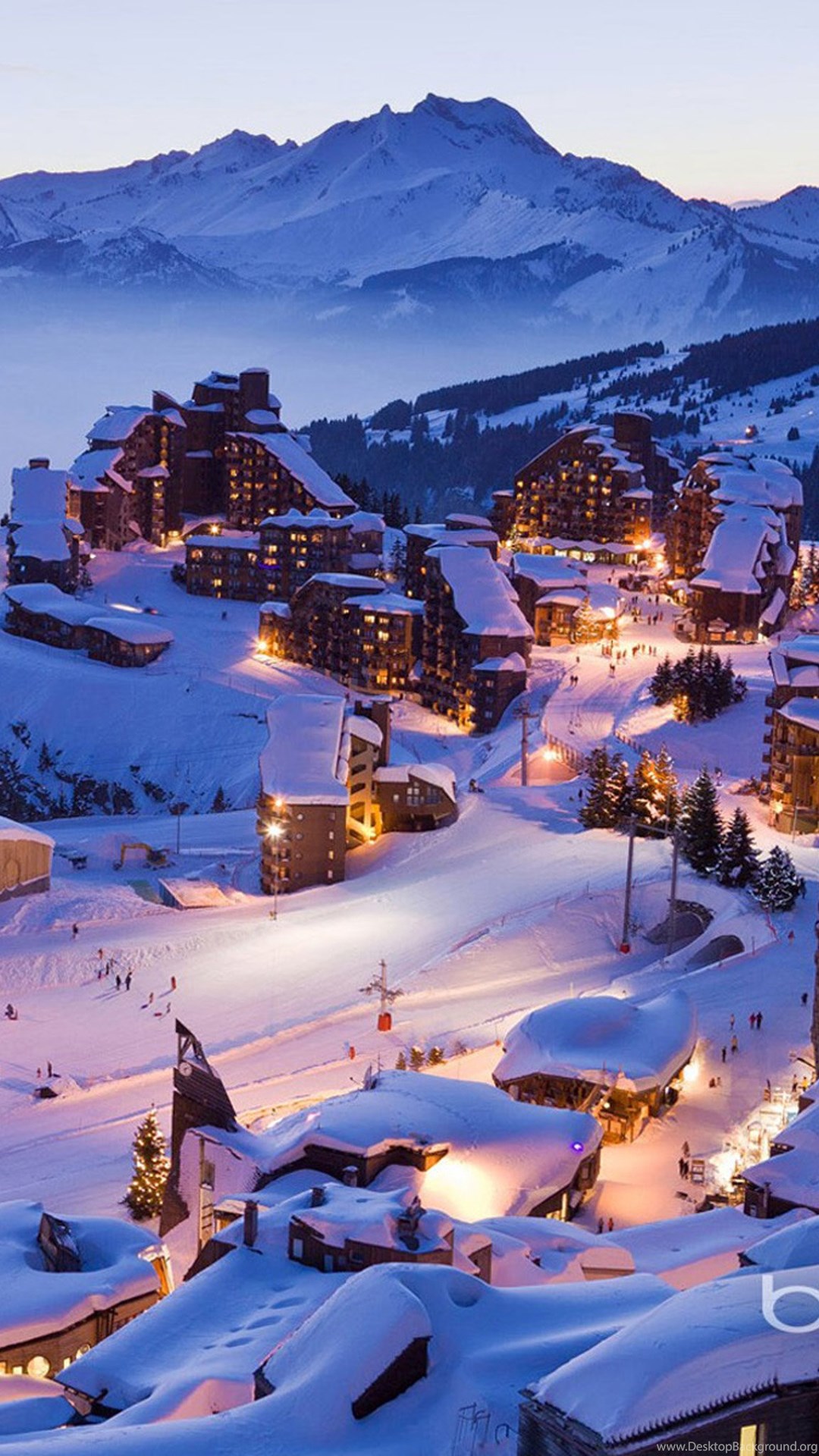 Town Winter Landscape iPad Air 2 Wallpaper Desktop Background