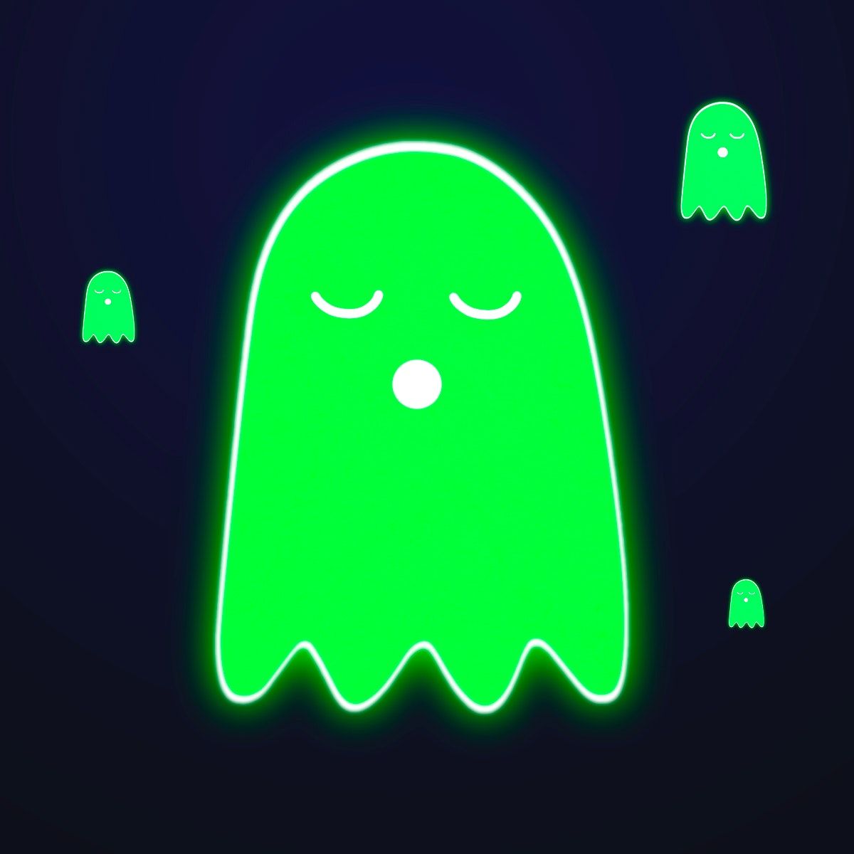 Neon green Halloween ghost sticker overlay design resource.