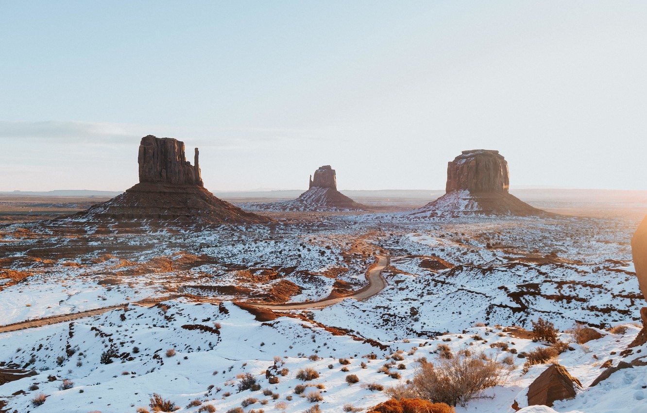 Wallpaper snow, landscape, mountains, AZ, USA, USA, Landscape, nature, Arizona, winter, rocky cliffs image for desktop, section природа
