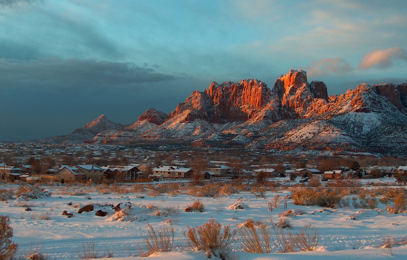 Wallpaper Snow, Mountains, The City, Arizona, Colorado City Image For Desktop, Section город