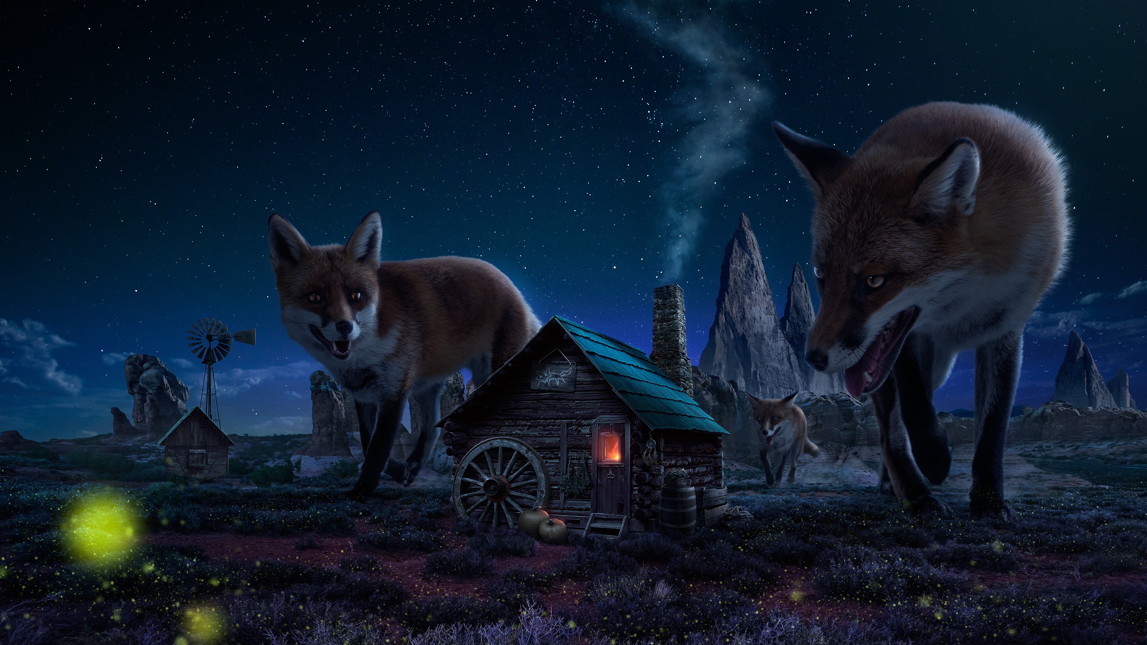 #digital art, #giant, #fox, #fantasy art wallpaper. Mocah HD Wallpaper
