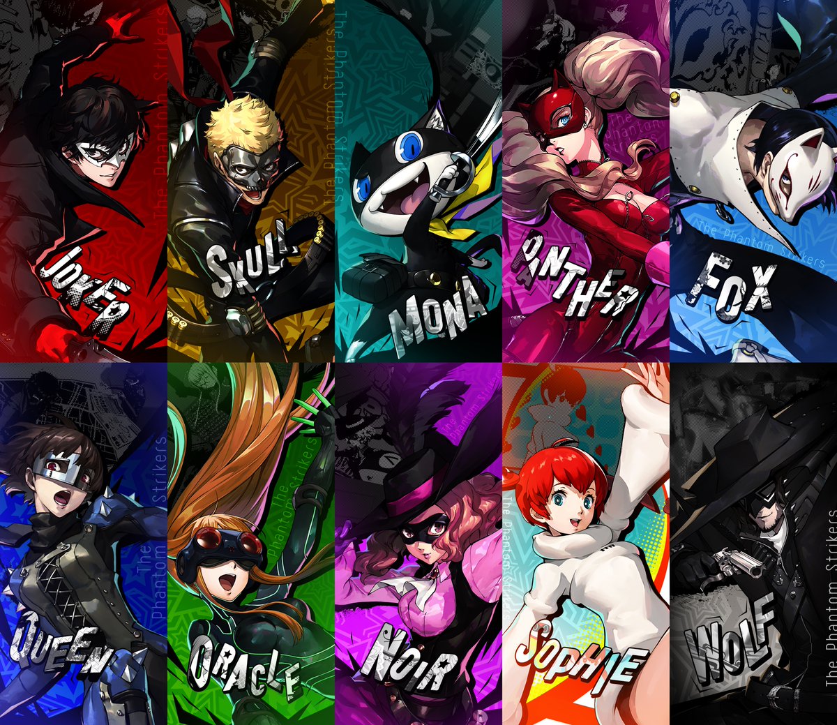 NightTIDE Phantom Thieves of Hearts are all here! Based on their art from Persona 5 Strikers, you can download them as mobile wallpaper (as well as other art) right