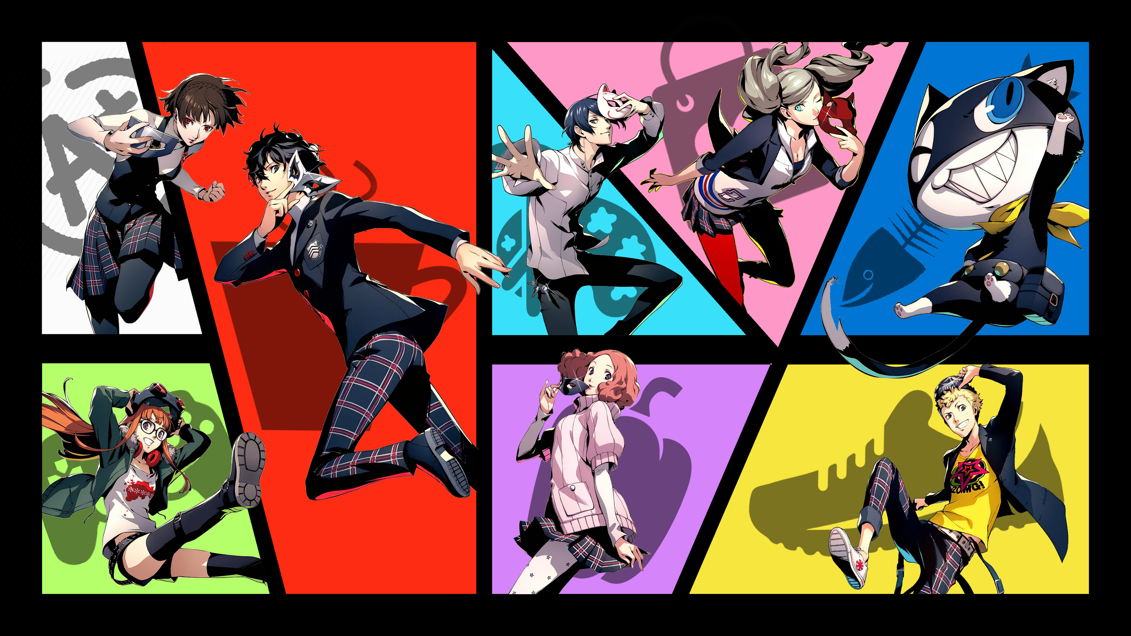 After seeing the full P5R renders for the Phantom Thieves, I decided to create a simple 4K wallpaper: Persona5