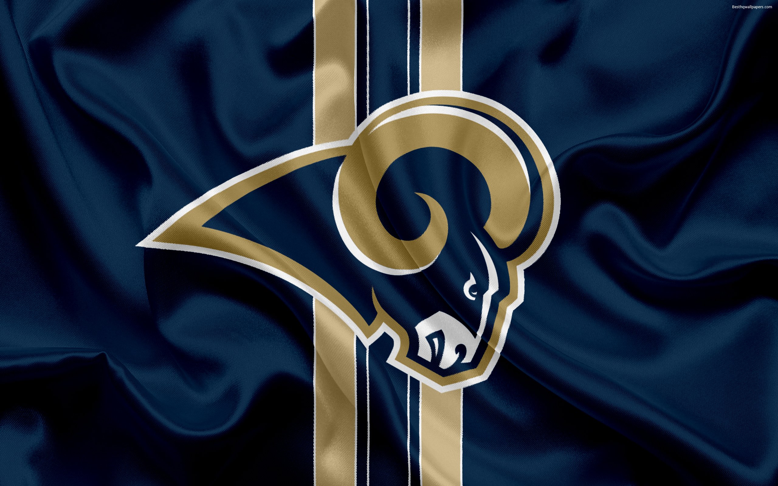 Download wallpaper Los Angeles Rams, American football, logo, emblem, NFL, National Football League, Los Angeles, California, USA, National Football Conference for desktop with resolution 2560x1600. High Quality HD picture wallpaper