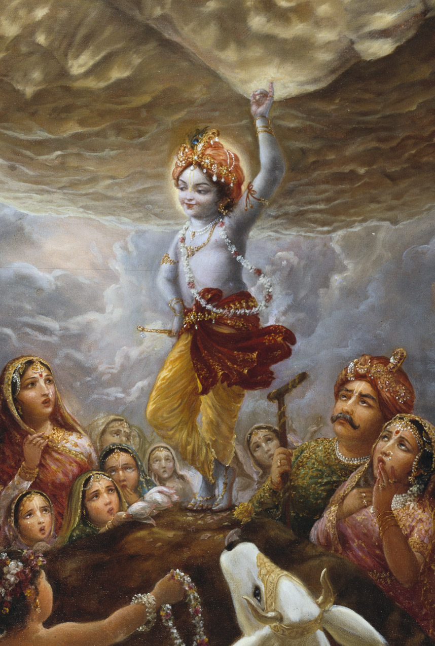 Krishna Lifting Govardhan Hill