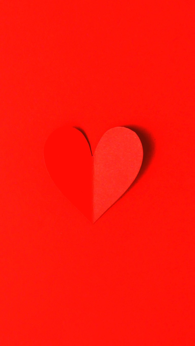 Red Paper Heart iPhone 12 Pro Max Full HD Wallpaper