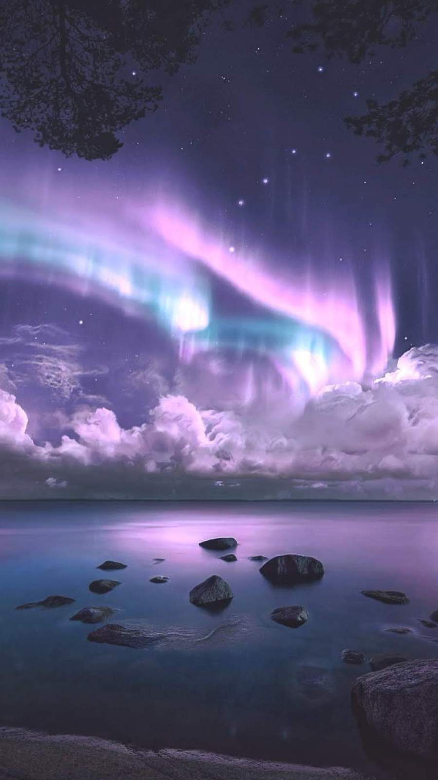 Aurora Over Sea Night Beautiful iPhone Wallpaper Wallpaper, iPhone Wallpaper