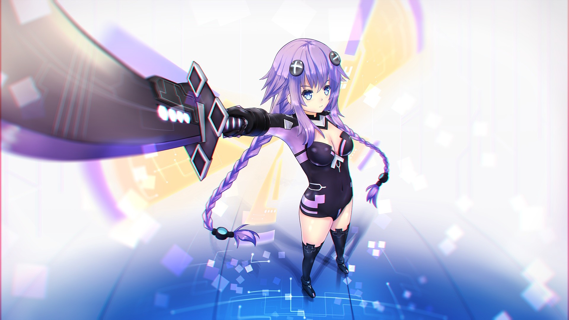 Wallpaper, anime girls, Hyperdimension Neptunia, Purple Heart, screenshot, mecha, computer wallpaper 1920x1080