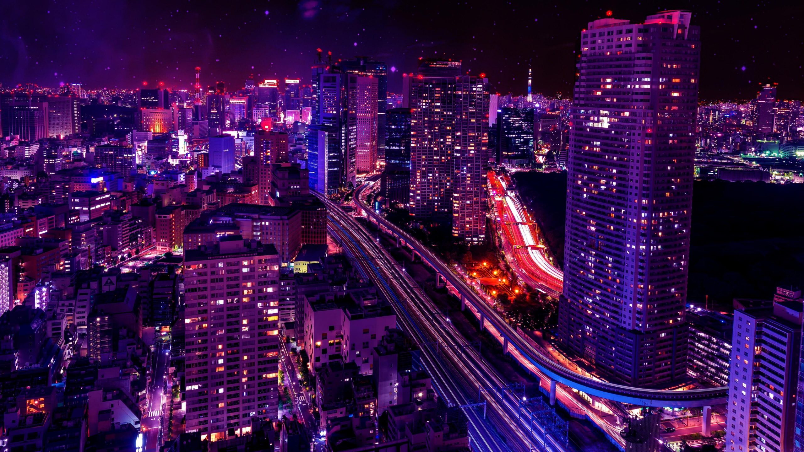 City Lights Wallpaper, Shiodome City Center, Japan, Tokyo, Minato, Sky • Wallpaper For You