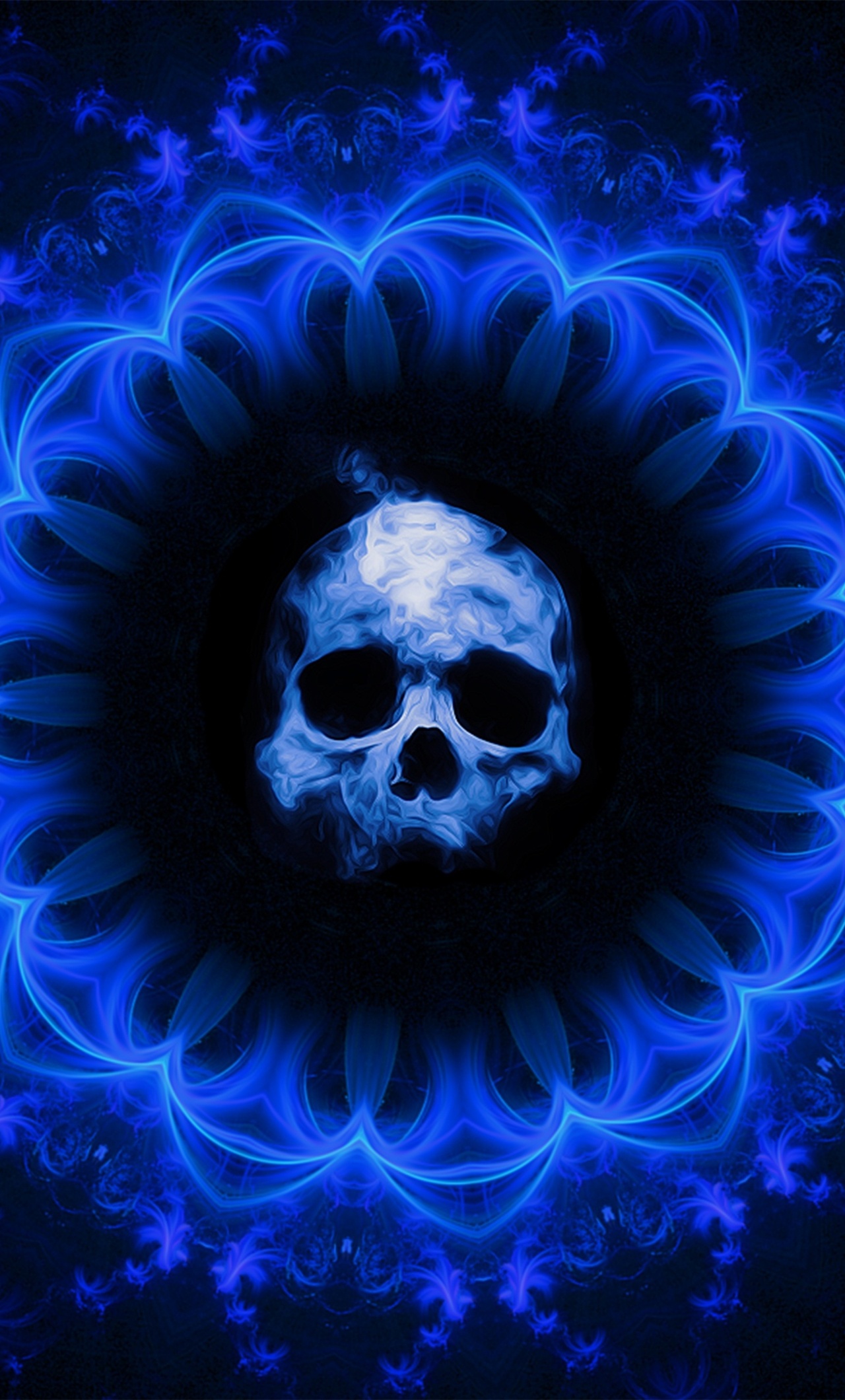 Skull Dark Blue Gothic Fantasy iPhone HD 4k Wallpaper, Image, Background, Photo and Picture