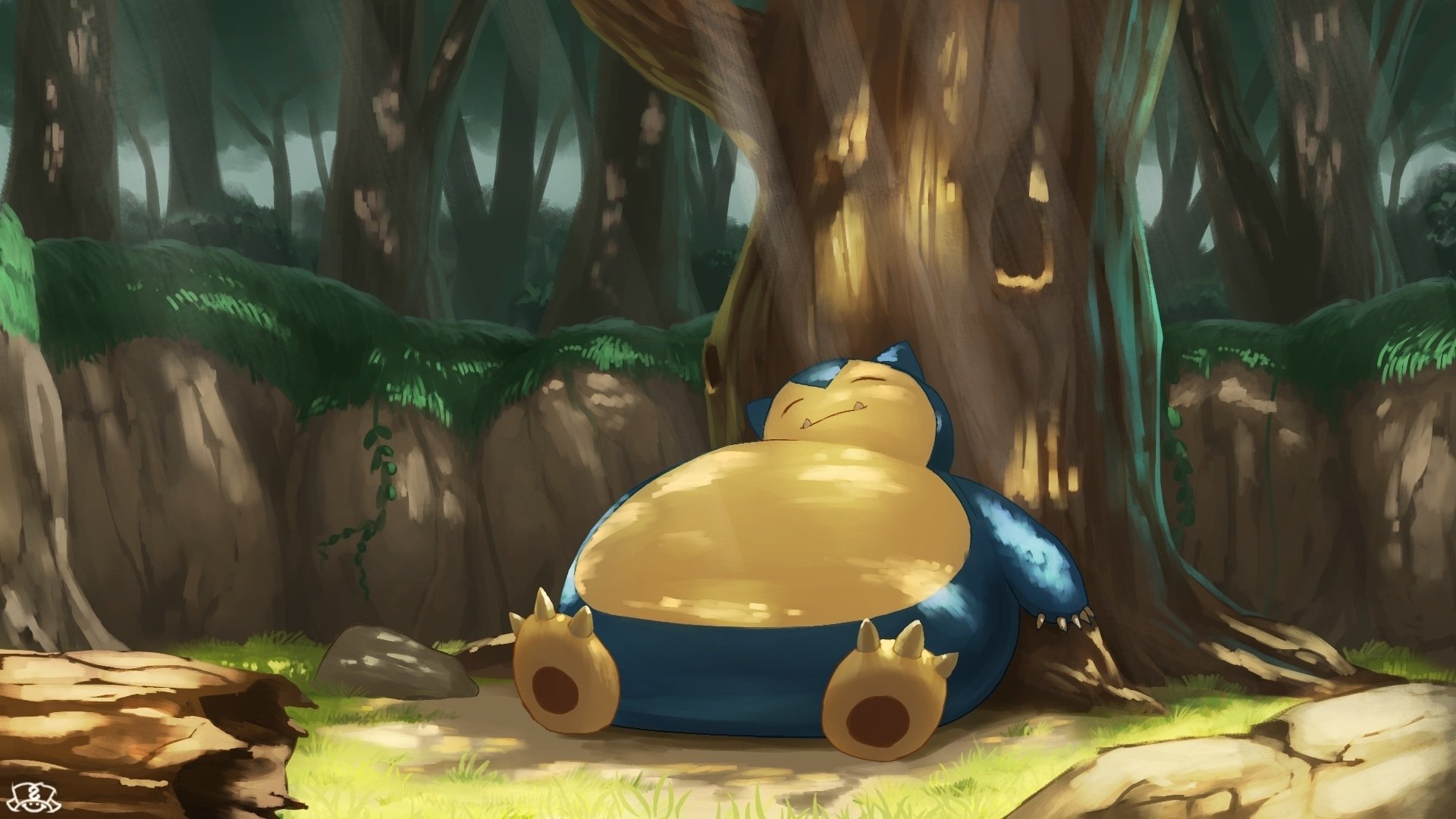 Wallpaper Forest, Snorlax, Cute, Pokemon, Lazy, Sleeping:1920x1080