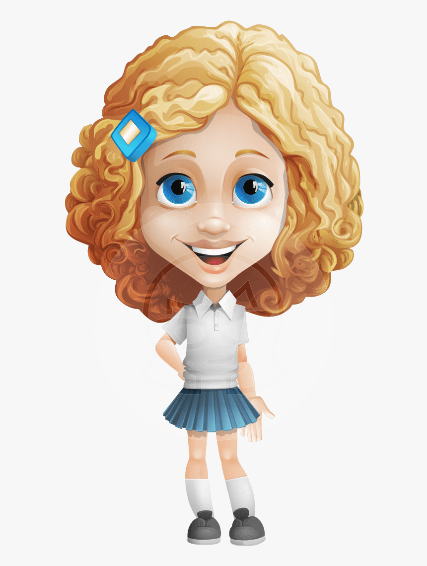 Little Blonde Girl With Curly Hair Cartoon Vector Character Girl With Curly Hair, HD Png Download