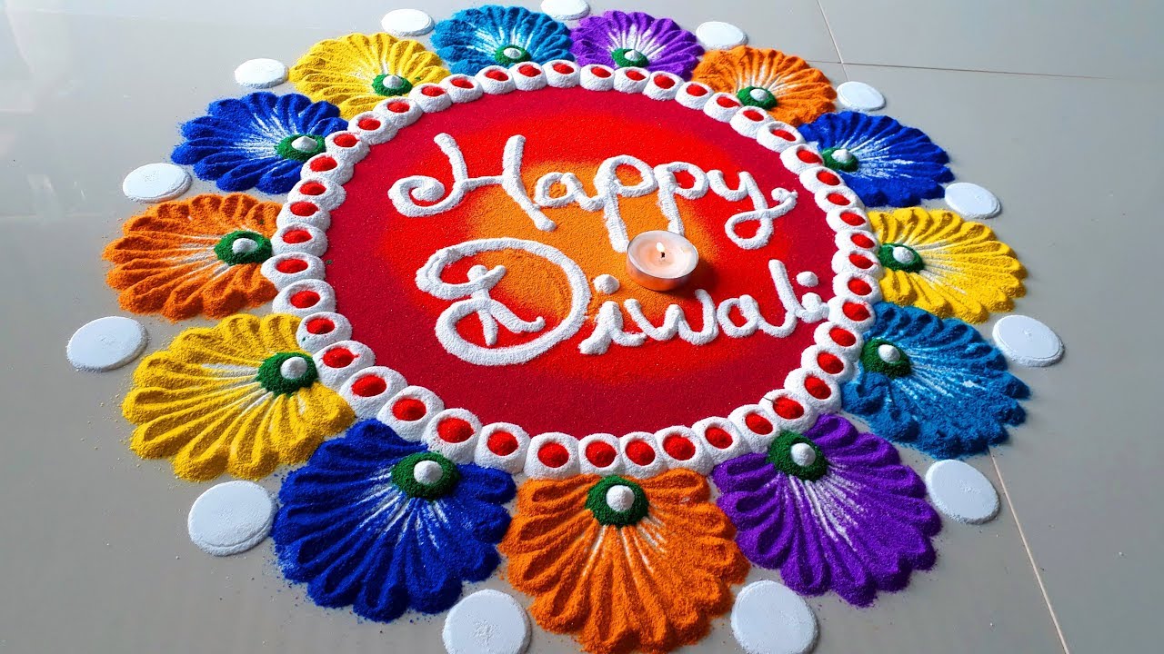 Happy Diwali Rangoli Designs Peacock Patterns Flowers Image Beautiful Photo