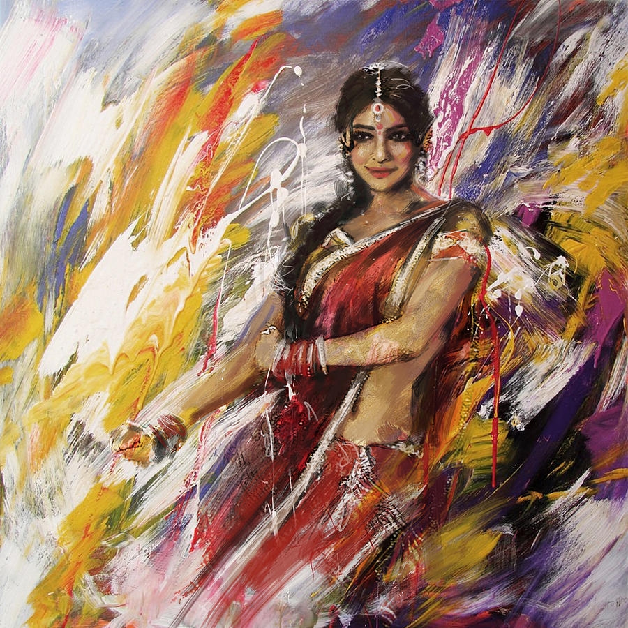 woman painting wallpaper, painting, modern art, art, watercolor paint, acrylic paint