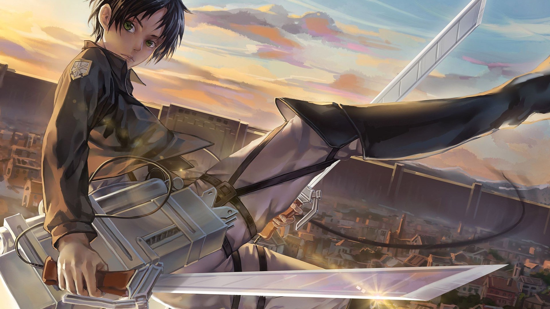 Wallpaper, anime, Shingeki no Kyojin, Eren Jeager, screenshot, mecha, 1920x1080 px, pc game 1920x1080