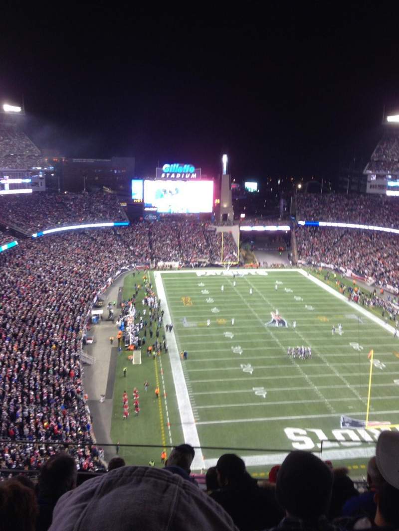 Has an obstructed view of the scoreboard at Gillette Stadium