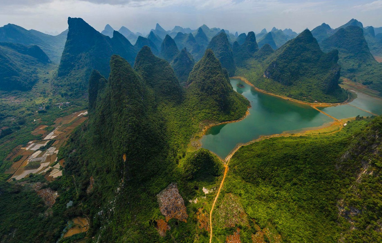 Wallpaper mountains, river, China, Guilin and Lijiang River National Park image for desktop, section пейзажи