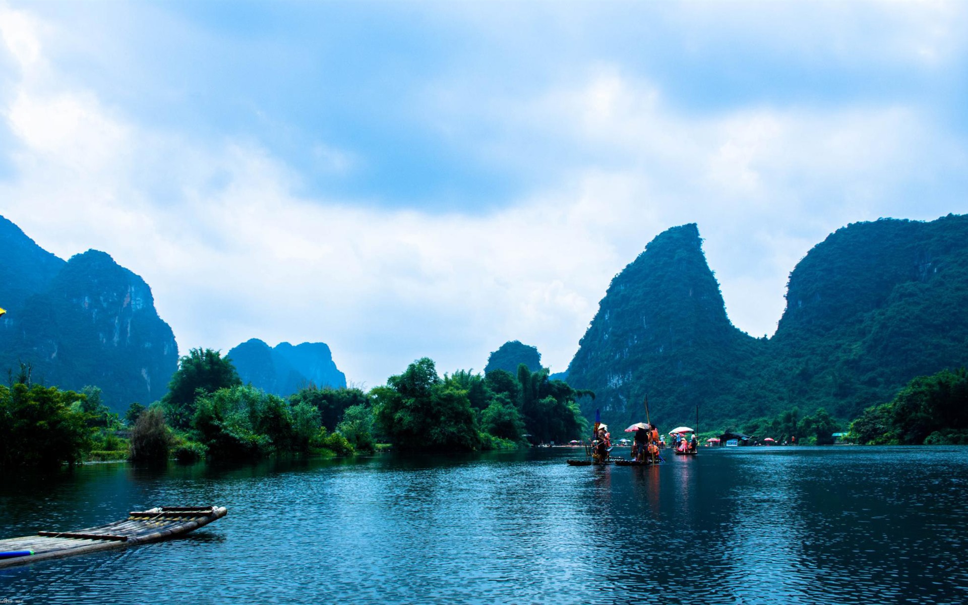 Wallpaper Guangxi, Guilin, China, mountains, river, boats, nature scenery 1920x1200 HD Picture, Image