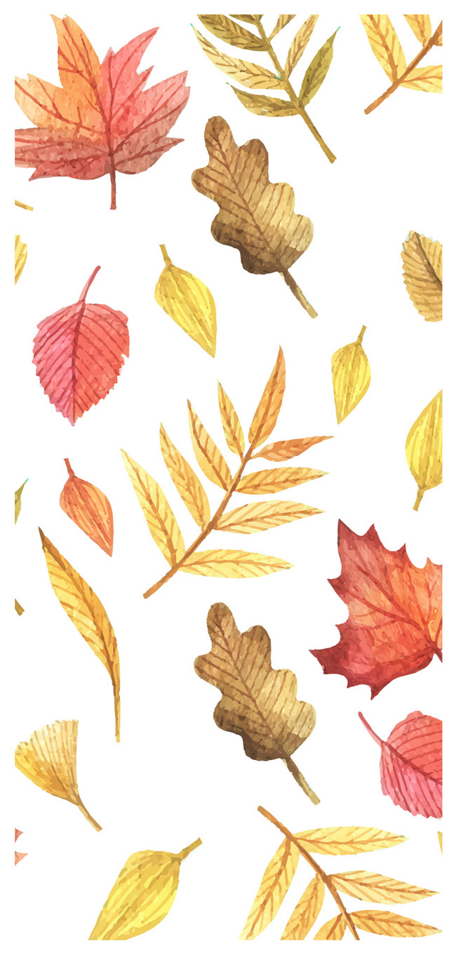 Hand Painted Autumn Leaves Mobile Phone Wallpaper wallpaper background image free download