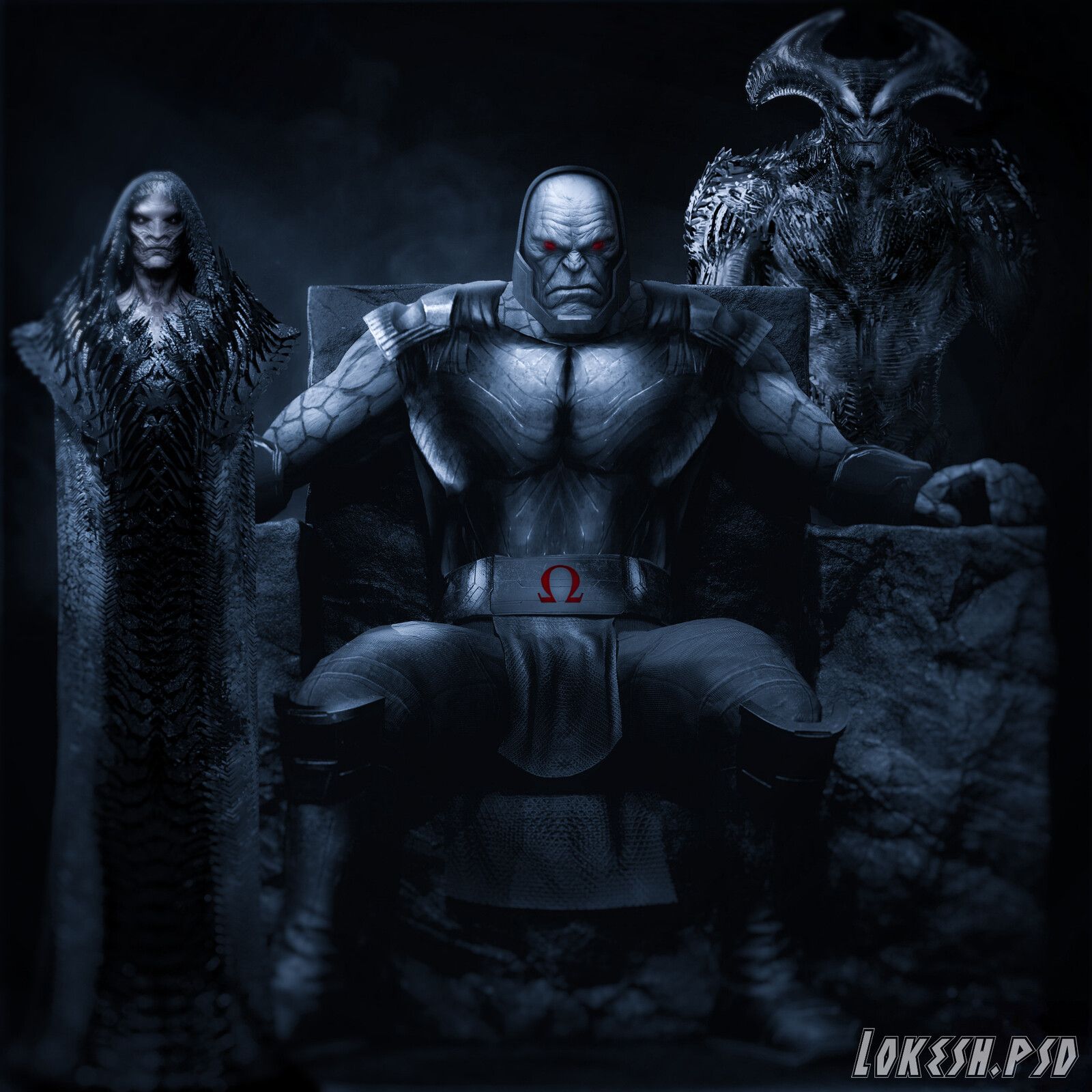 Darkseid With Steppenwolf And Desaad Artwork Nx222N In 2021. Dc Comics Artwork, Dc Comics Art, Comic Villains