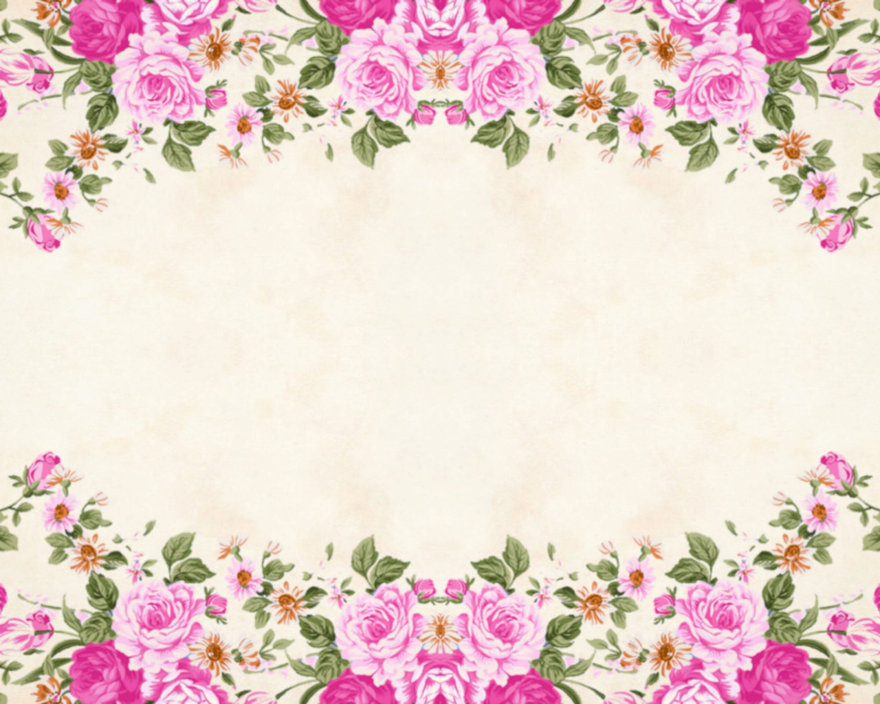 Floral frame wallpaper with pink flowers on top and bottom, border • Wallpaper For You HD Wallpaper For Desktop & Mobile
