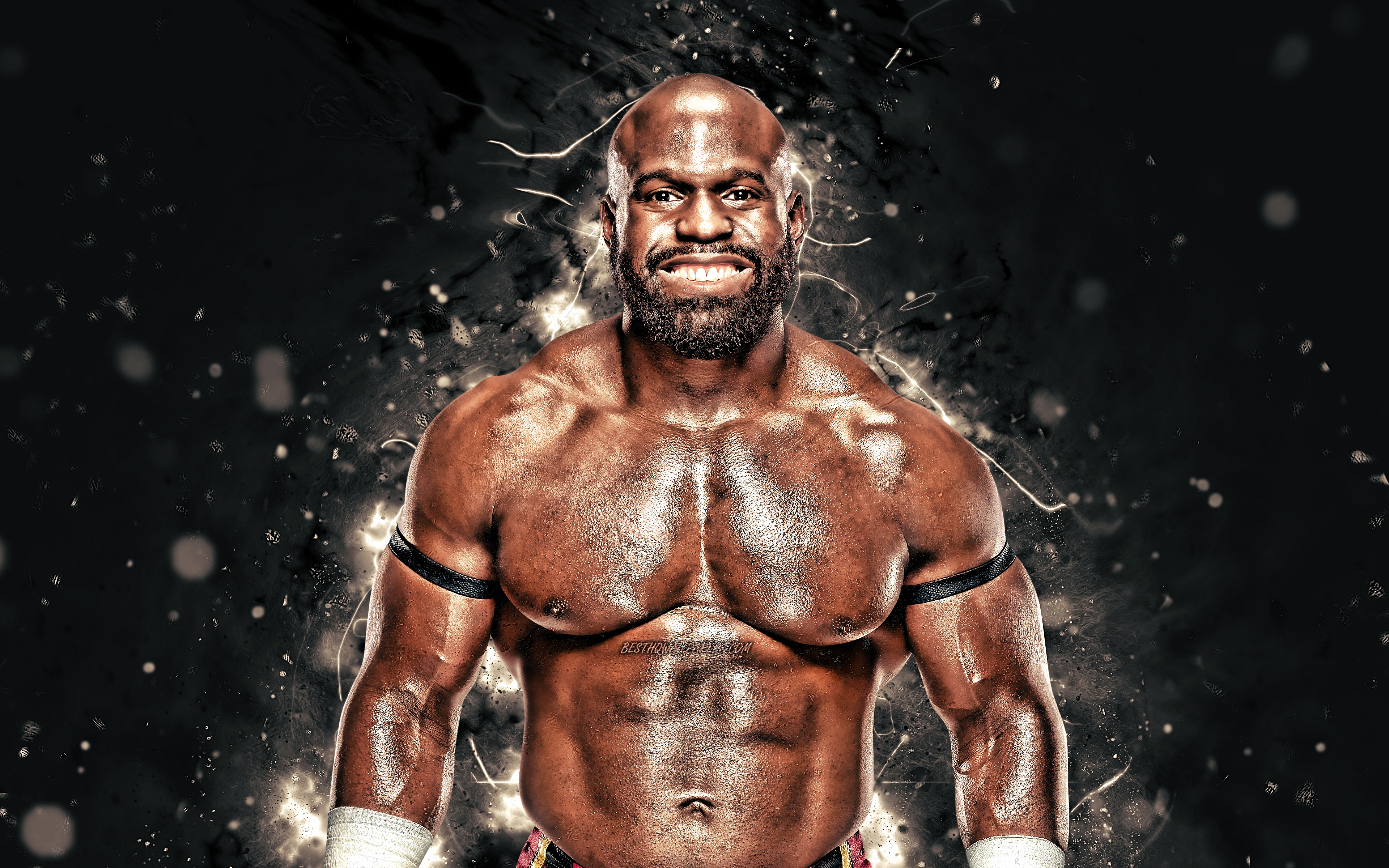 Download wallpaper Apollo Crews, 4k, american wrestlers, WWE, wrestling, neon lights, Sesugh Uhaa, wrestlers, Apollo Crews 4K for desktop with resolution 3840x2400. High Quality HD picture wallpaper