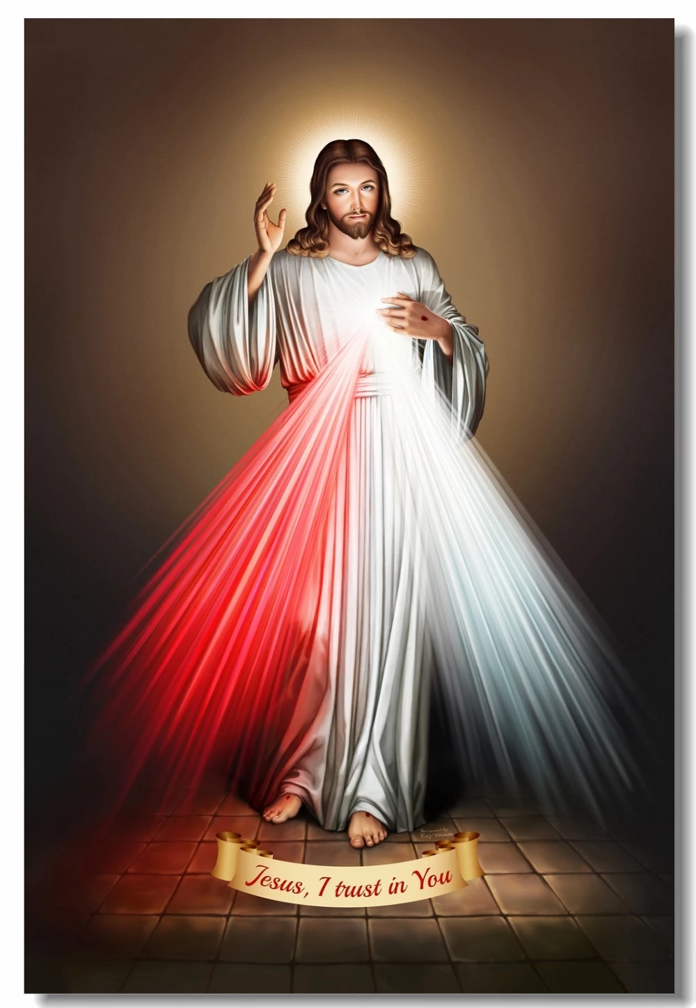 Custom Printing Canvas Wall Decor Mercy of Jesus Poster God Bless Wall Stickers Jesus I Trust In You Wallpaper Room Decor #. Wall Stickers