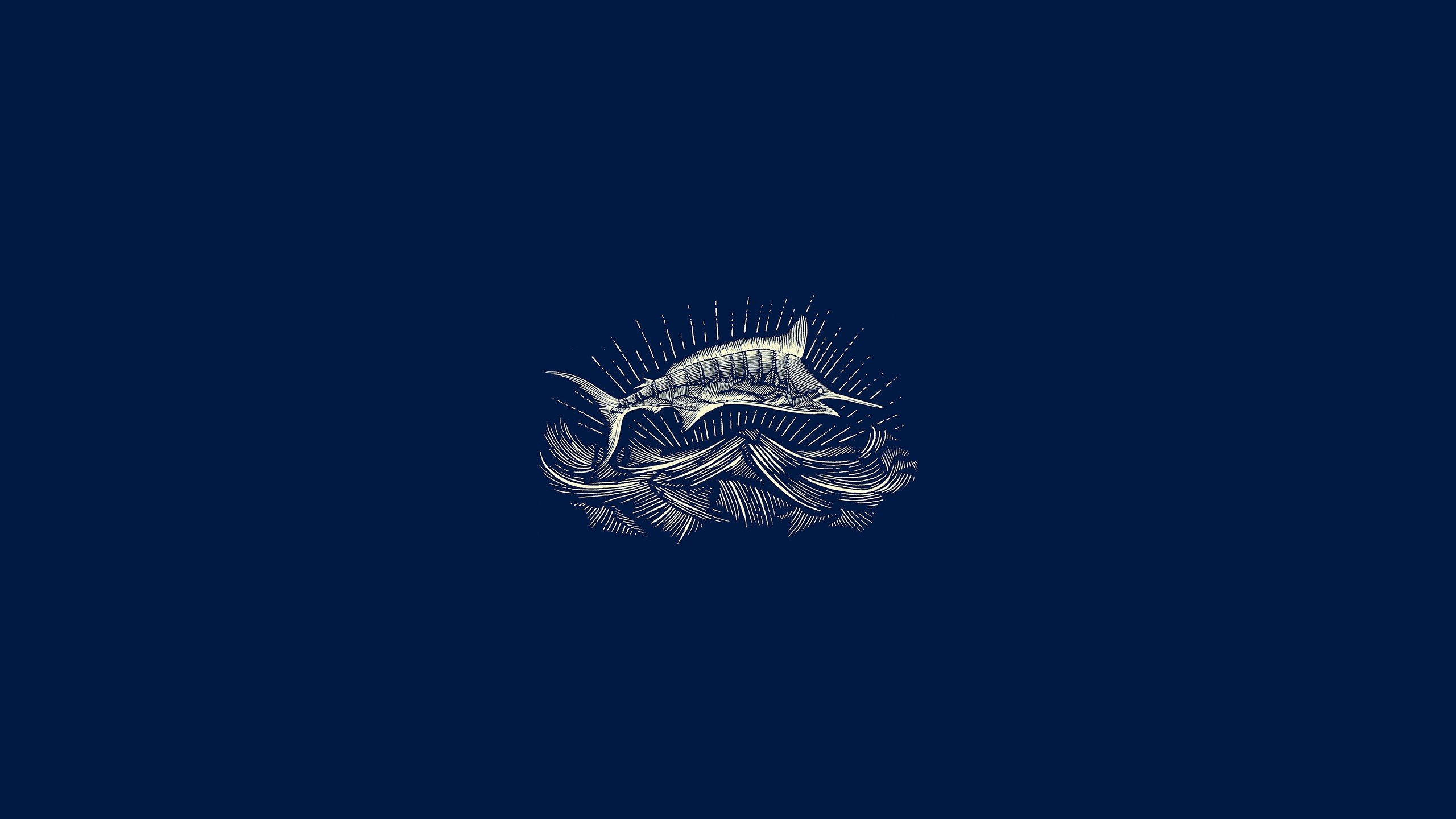 illustration, Marlin, Fish, Jumping, Blue background, Blue, Minimalism Wallpaper HD / Desktop and Mobile Background