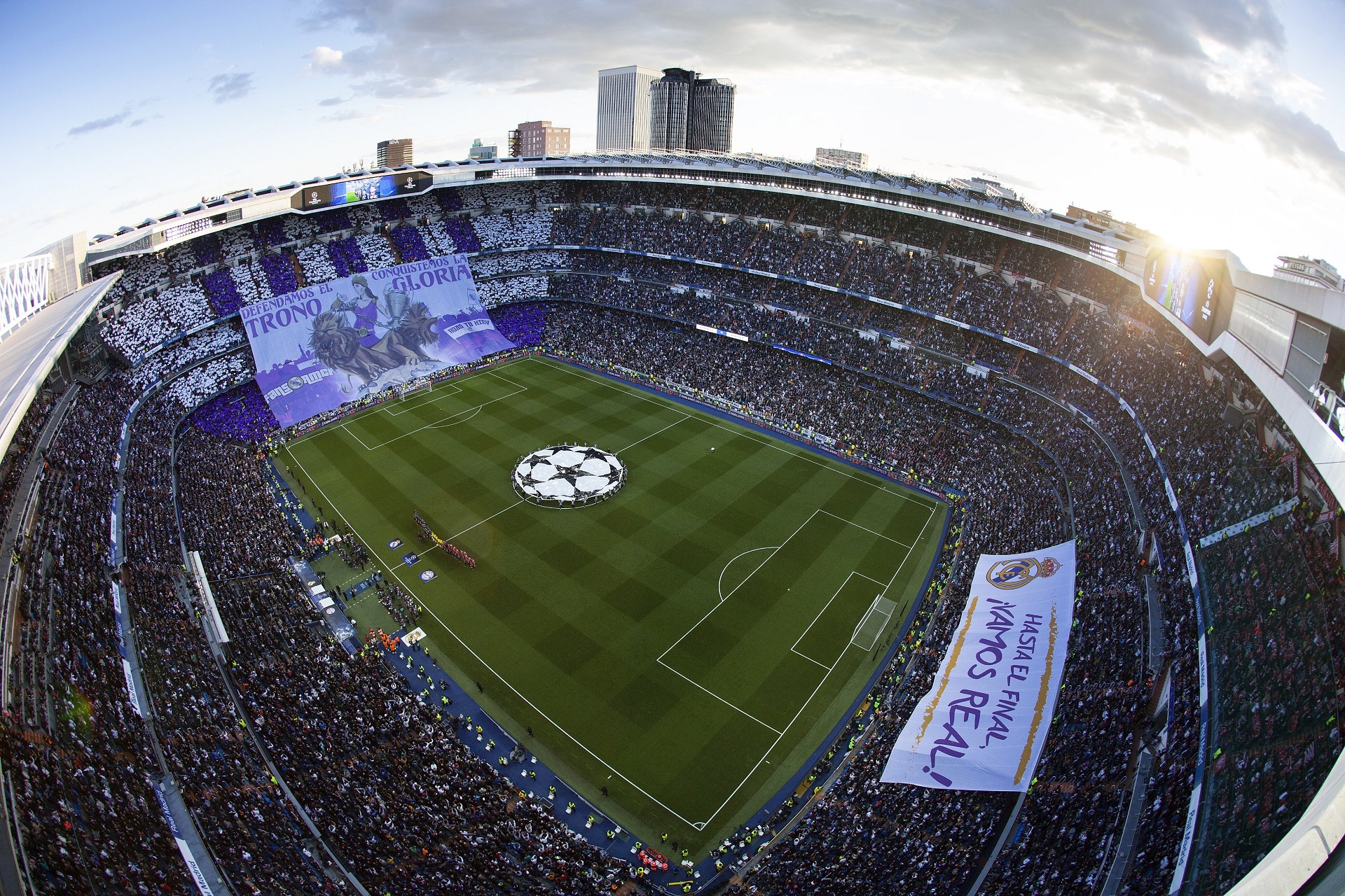 Wallpaper, Santiago Bernabeu Stadium, Real Madrid, Soccer Field, soccer clubs, Champions League, crowds, stadium 1920x1280