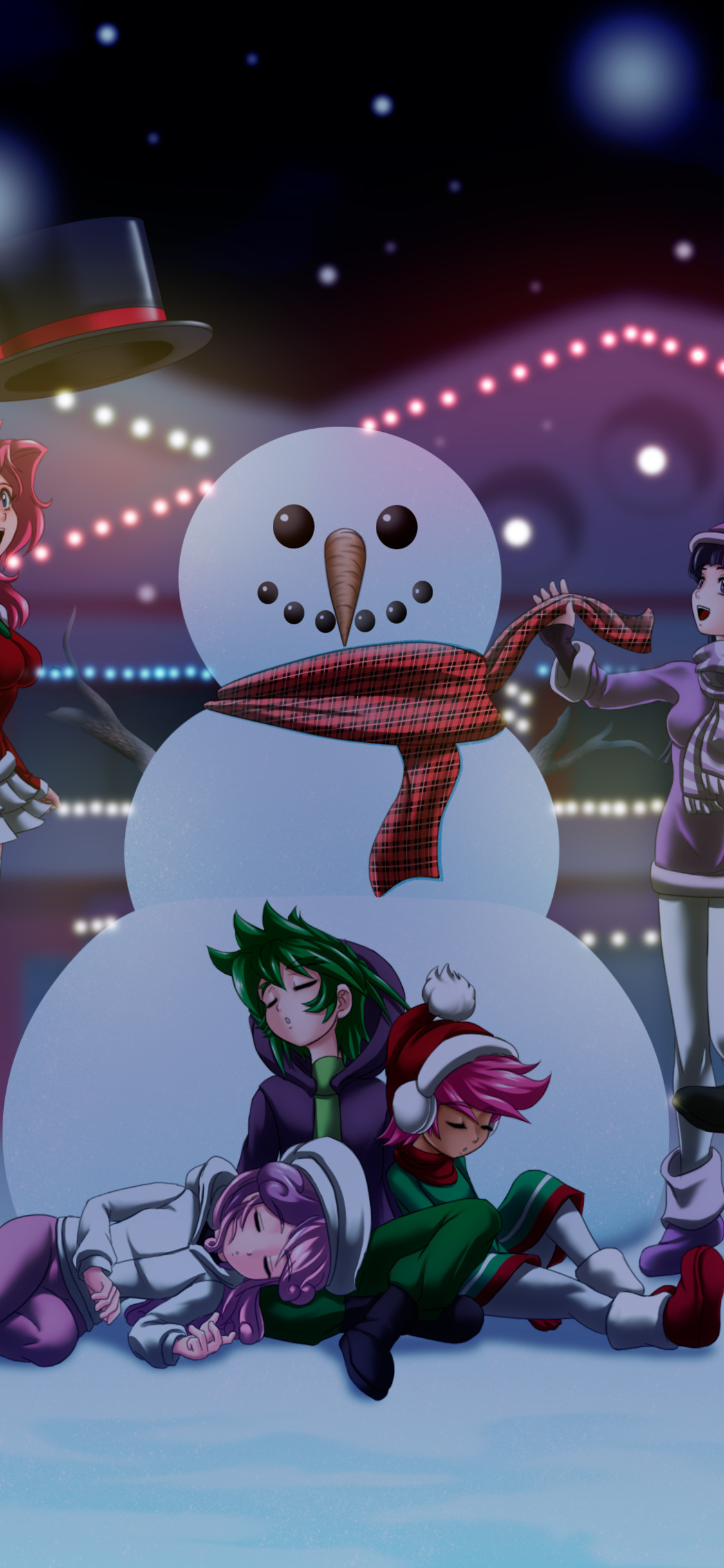 Anime Girls Celebrating Christmas 4k iPhone XS, iPhone iPhone X HD 4k Wallpaper, Image, Background, Photo and Picture