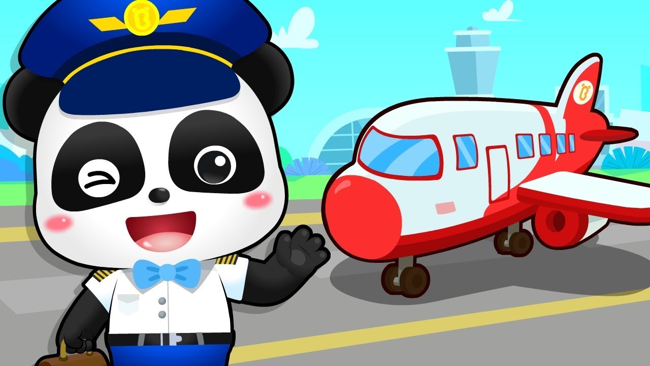 Little Pilot Flying Airplane. Police Cartoon, Jobs Song. Kids Songs